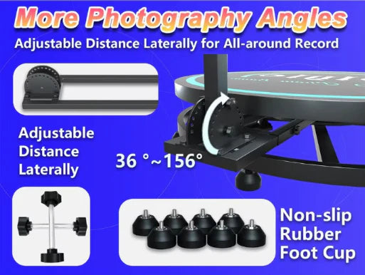 Platforma Foto-Video rotunda AT PERFORMANCE®, Selfie 360, brat rotativ, Led RGB, pentru Evenimente, diametru 80cm