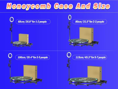 Platforma Foto-Video rotunda AT PERFORMANCE®, Selfie 360, brat rotativ, Led RGB, pentru Evenimente, diametru 80cm