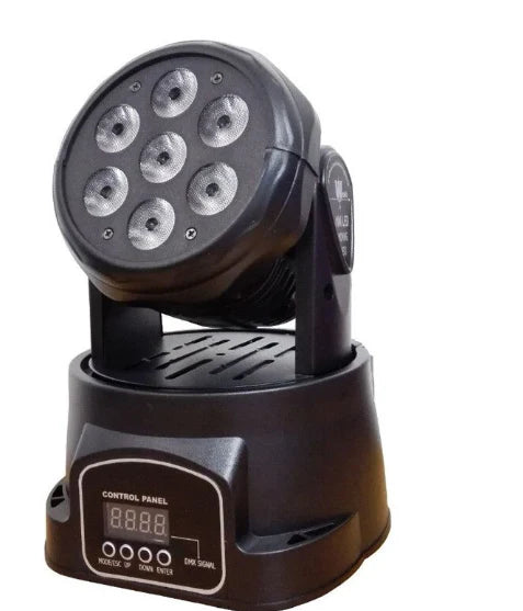 Proiector lumini Moving Head, 5 W x 7 LED, Negru, AT PERFORMANCE