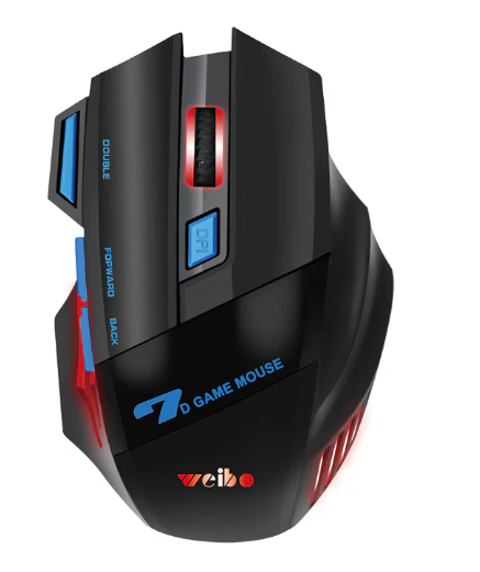 Mouse Gaming Weibo, wifi, At Performance, 4 Butoane, 3200 DPI,1 rotita derulare, slientios, PC, iluminare led rgb, cablu tip c - USB