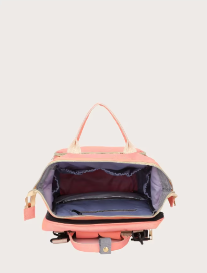 Rucsac Multifuncțional 3-in-1 pentru Bebeluși cu Pat Pliabil și Saltea, Roz Deschis – Impermeabil, Spațios, 39x30x18 cm