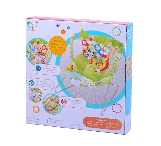 Scaun pentru copii, AT PERFORMANCE®, Metal/Textil, cu vibratii si sunete, cu model de animalele junglei, Multicolor