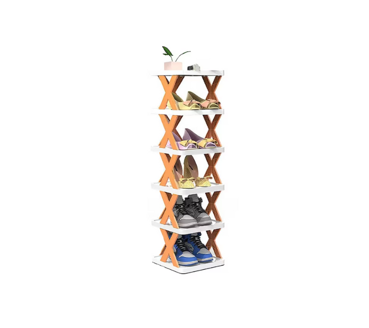 Pantofar, AT PERFORMANCE®, cu 6 rafturi, modular, alb / Portocaliu