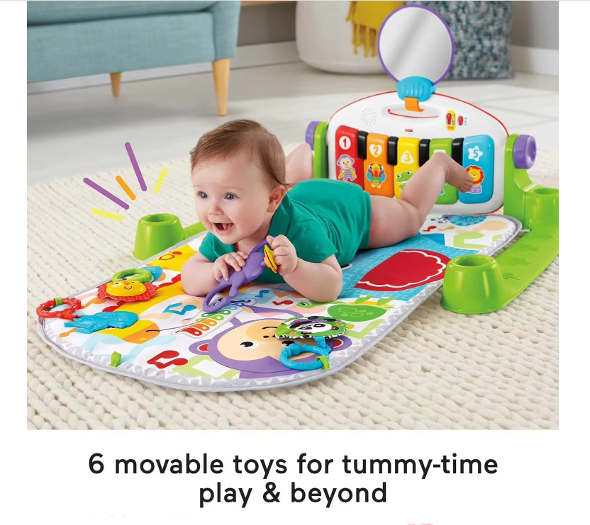 Saltea de activitati pentru bebelusi, AT PERFORMANCE®, centru de activitati , covoras de joaca interactiv cu 5 jucarii senzoriale0ț
