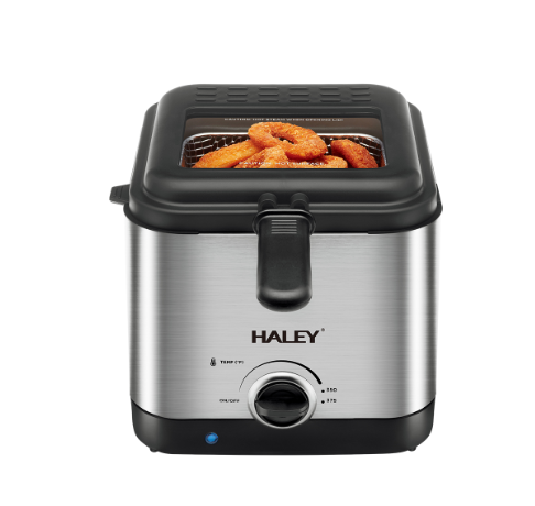 Friteuza Electrica HALEY HY-2505, 1000W, Capacitate 2.5L, Design Argintiu Elegant, Control Precise al Temperaturii