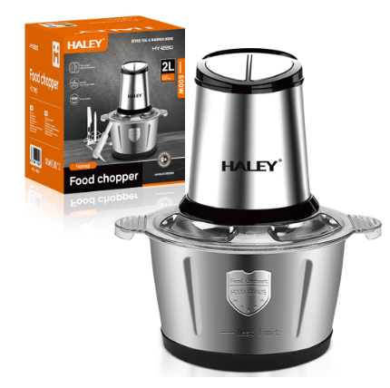 Tocator Universal Electric HY-1220 pentru Carne si Legume, Capacitate 2L, Bol Inox, 4 Lame Premium din Otel Inoxidabil, Motor Puternic 1000W