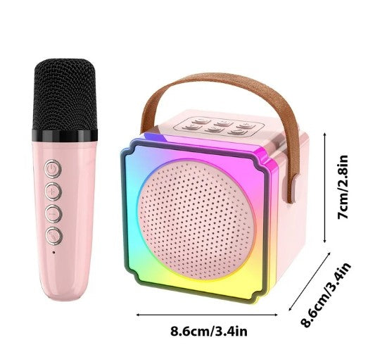 Boxă Portabilă cu 2 Microfoane, Bluetooth, Compatibilă iOS/Android, Sunet de Înaltă Calitate, Ideală pentru Karaoke, 5W