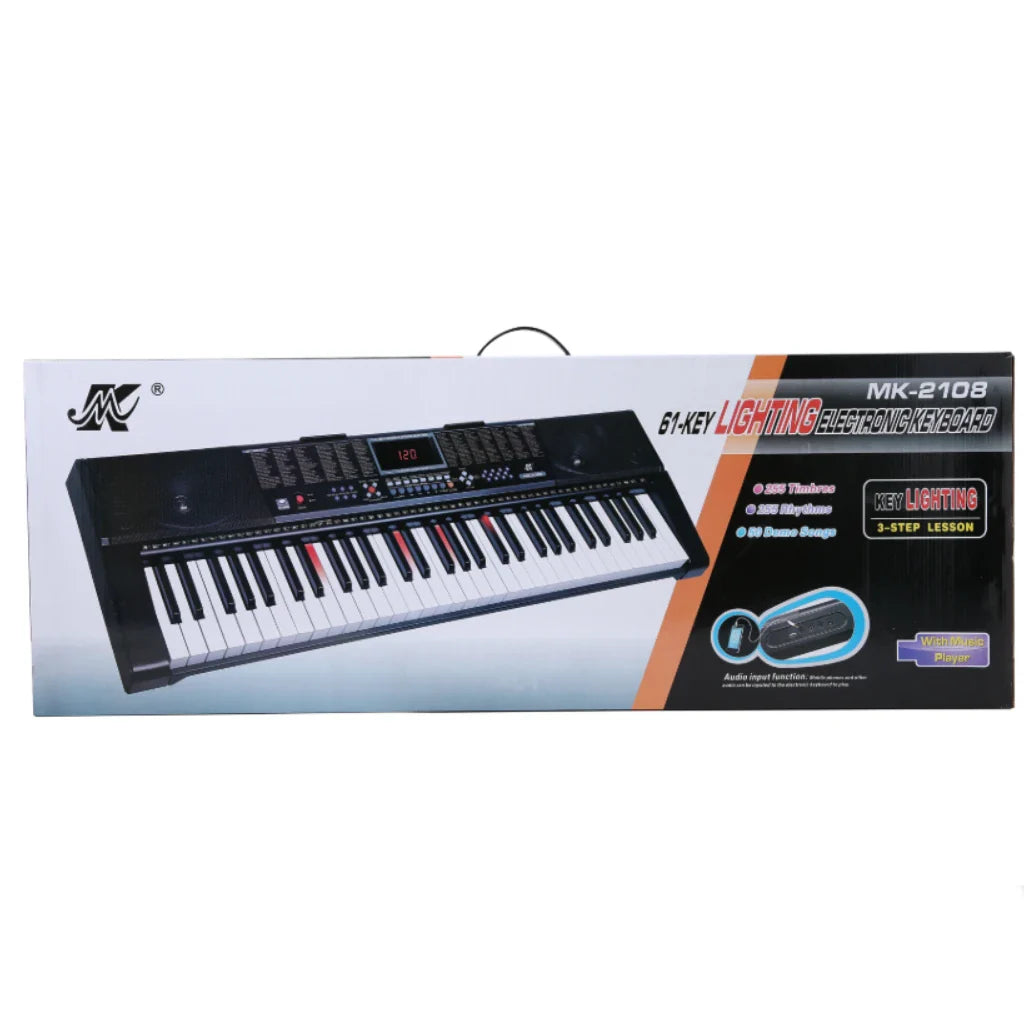Orga electronica AT PERFORMANCE®, 61 de clape luminate Led MK-2108, Functii invatare, redare USB si Jack, Inregistrare.