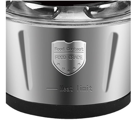 Tocator Universal Electric HY-1220 pentru Carne si Legume, Capacitate 2L, Bol Inox, 4 Lame Premium din Otel Inoxidabil, Motor Puternic 500W