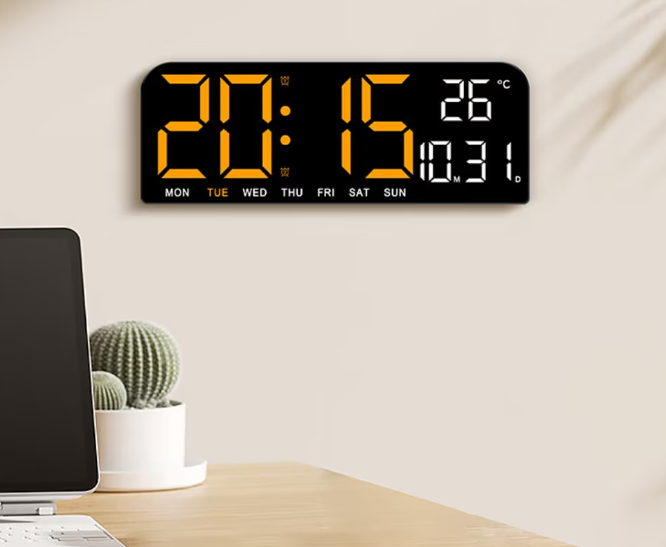 Ceas Digital AT PERFORMANCE® de Masă și Perete cu Lumina LED, Calendar, Cronometru și Funcții Avansate