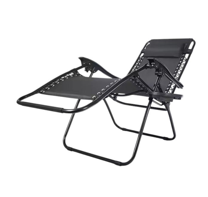 Șezlong Portabil AT PERFORMANCE®, de Lux, Modern, Scaun Reclinabil, Pliabil pentru Plajă și Grădină, cu Suport pentru Pahare