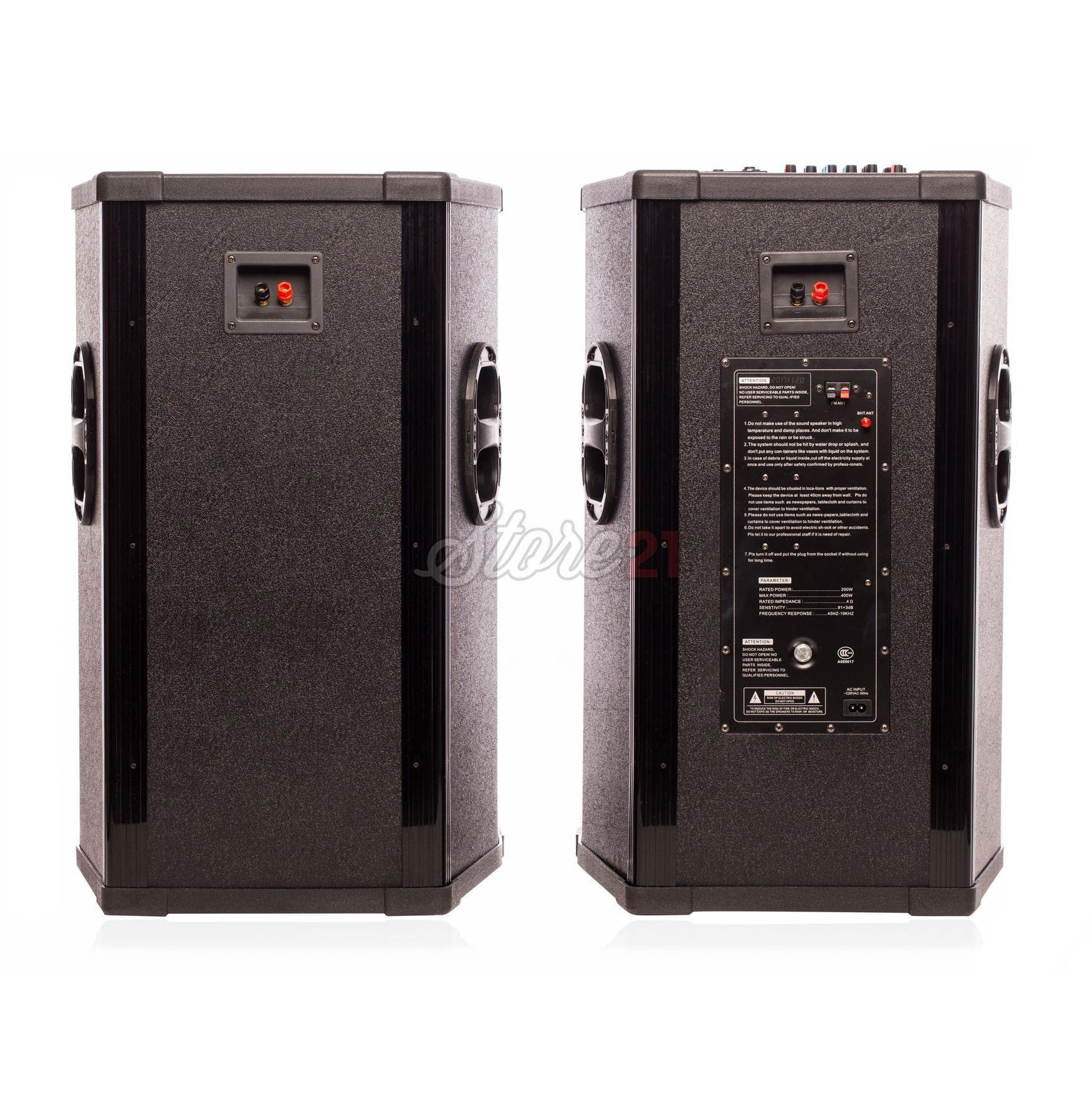 Set Boxe active 800 W profesionale Vlliodor 2005,15 INCH, 2 Microfoane Wireless, USB, Radio, Bluetooth