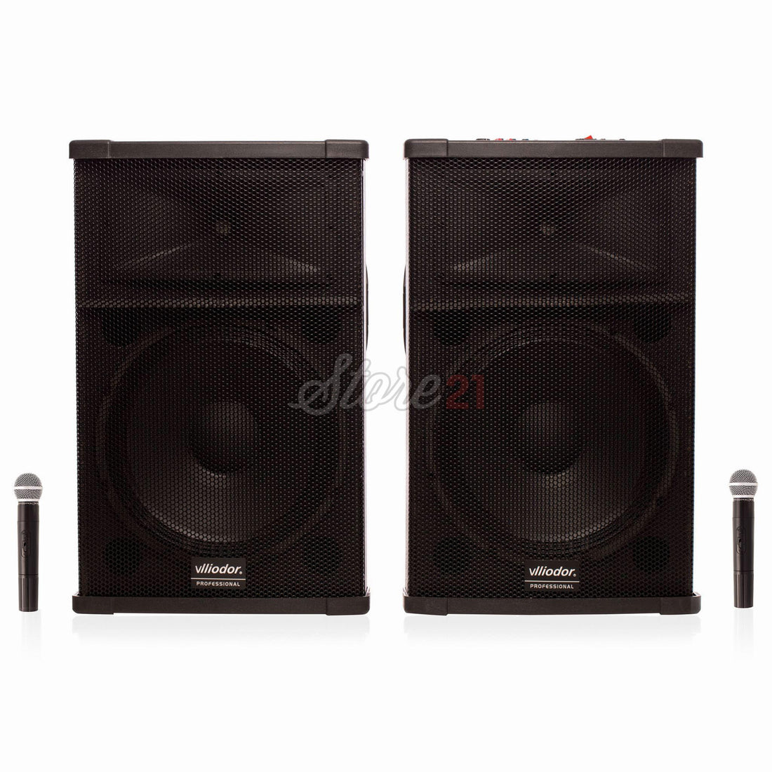 Set Boxe active 800 W profesionale Vlliodor 2005,15 INCH, 2 Microfoane Wireless, USB, Radio, Bluetooth