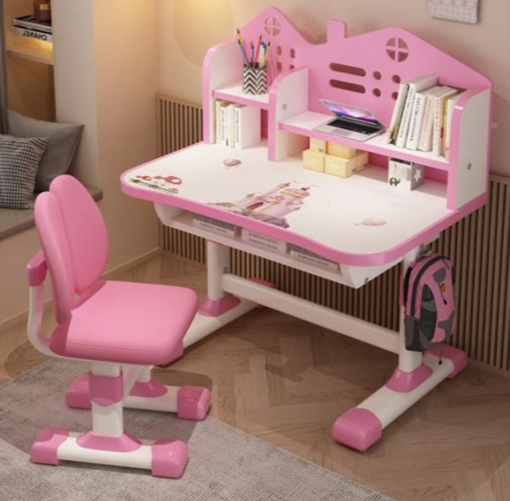Set birou AT PERFORMANCE®, pentru copii, Mobila pentru casa copilului roz, de studiu și scaun.