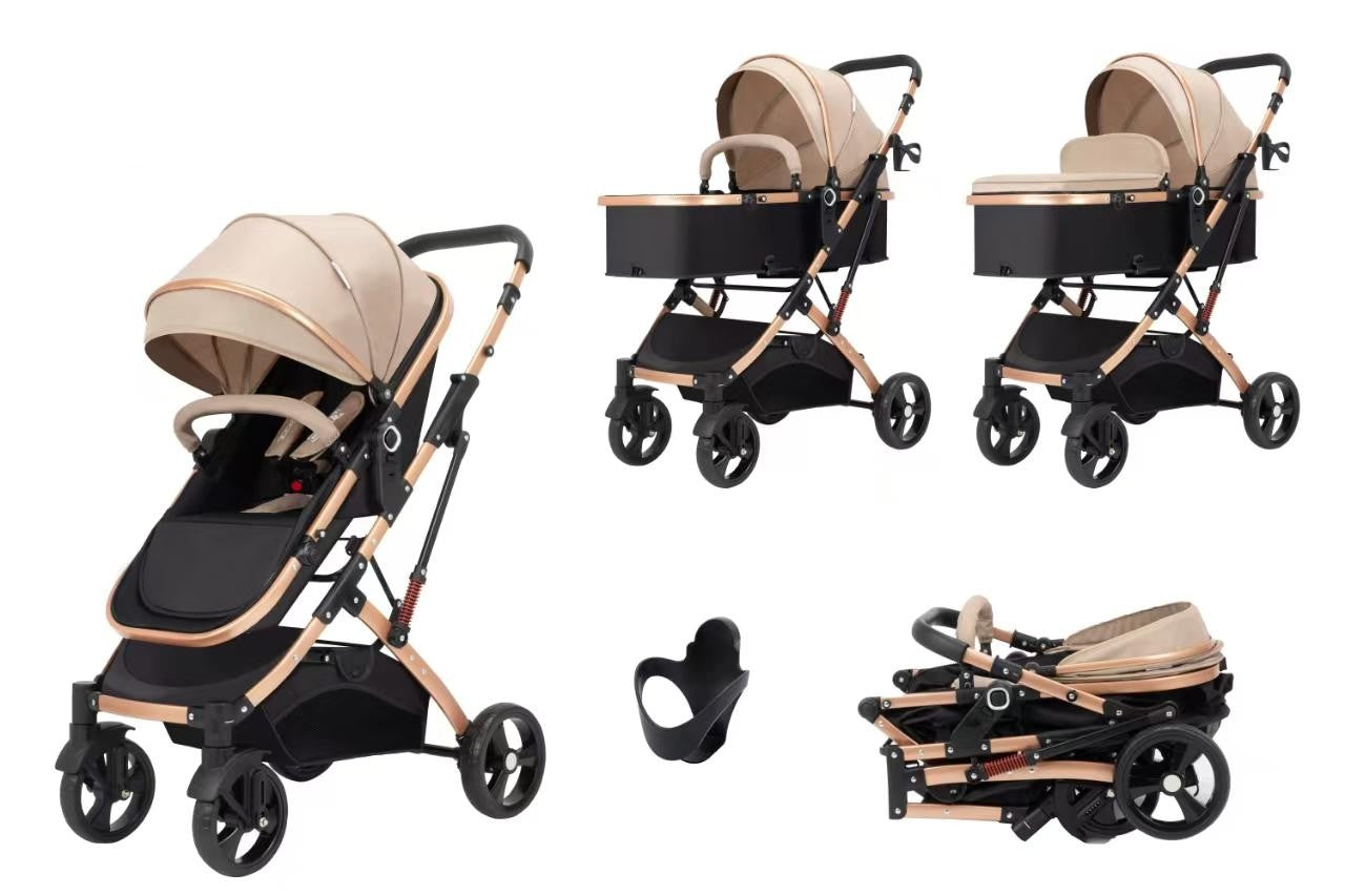 Carucior, 2 in 1 KIDOO® – Cărucior Pliabil cu Fața Inversă pentru Bebeluși cu Diverse Moduri, Cărucior Reglabil și Culisant