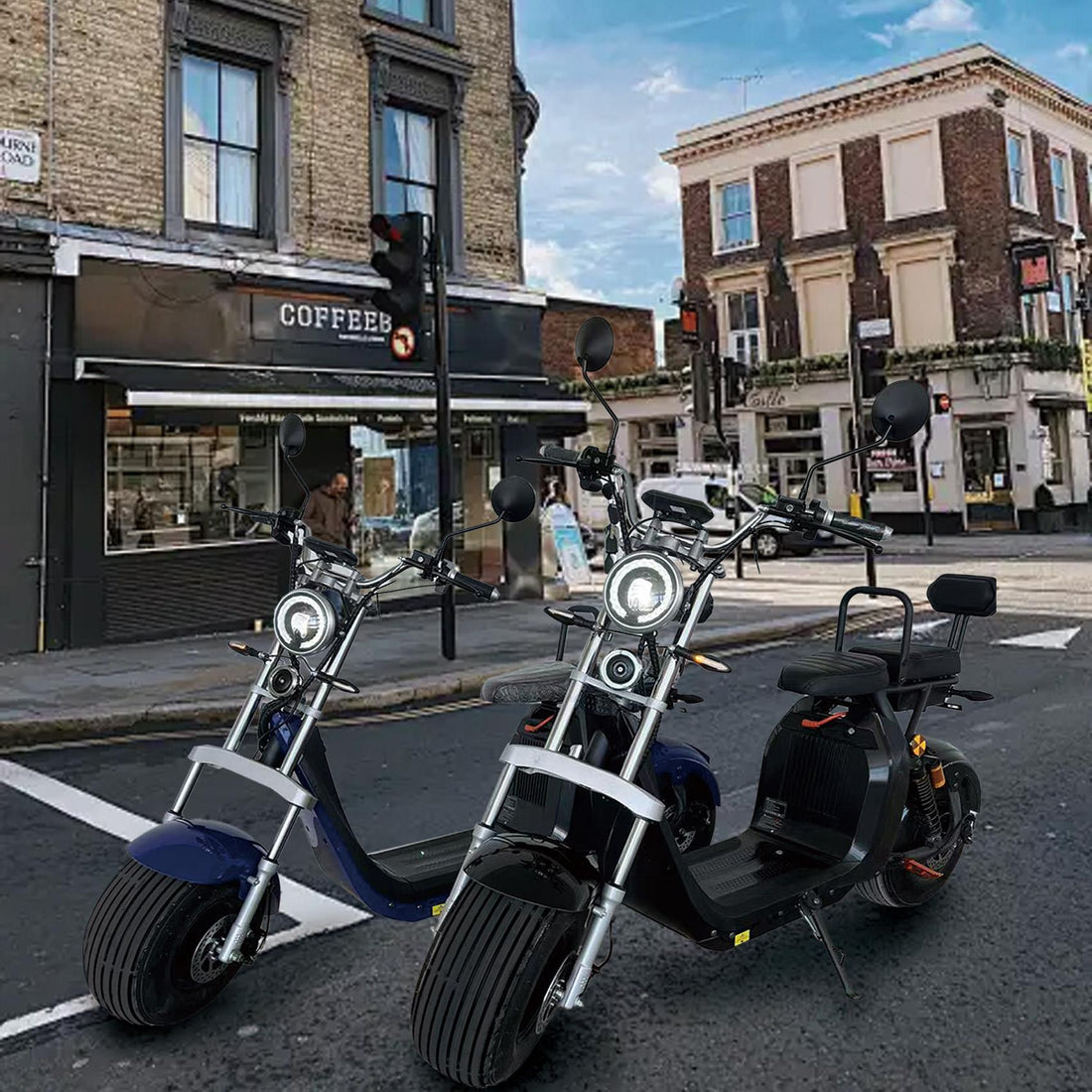 Scuter Electric 2 Persoane, Viteză Limitată 25 km/h – Fără Permis,  Motor 1500W, Baterie 20Ah, Suspensie Hidraulică, COC Inclus