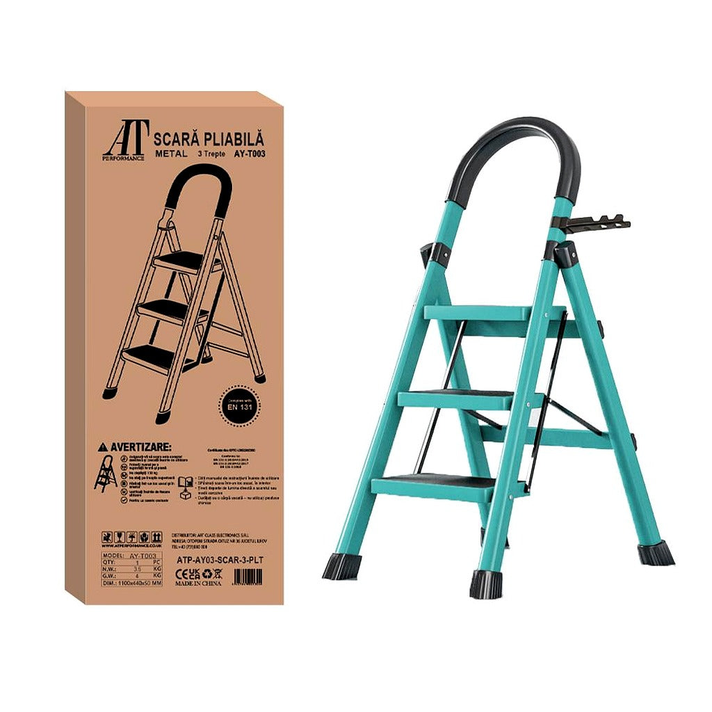 Scara Pliabila cu 3/4/5/6 Trepte Late, At Performance, Metalica, Maxim 150 Kg, Picioare Antialunecare