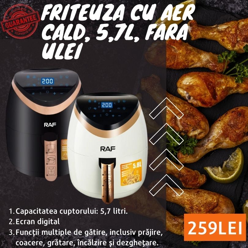 Friteuza cu Aer Cald, Fara Ulei, 5,7L, 1500W