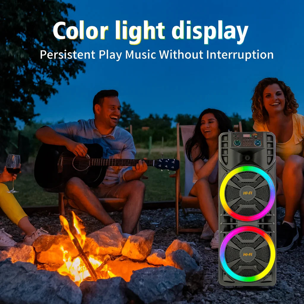 Boxă Portabilă AT Performance 12” x2, 6000mAh, Bluetooth, RGB , DSP, Microfon Wireless – Super Bass