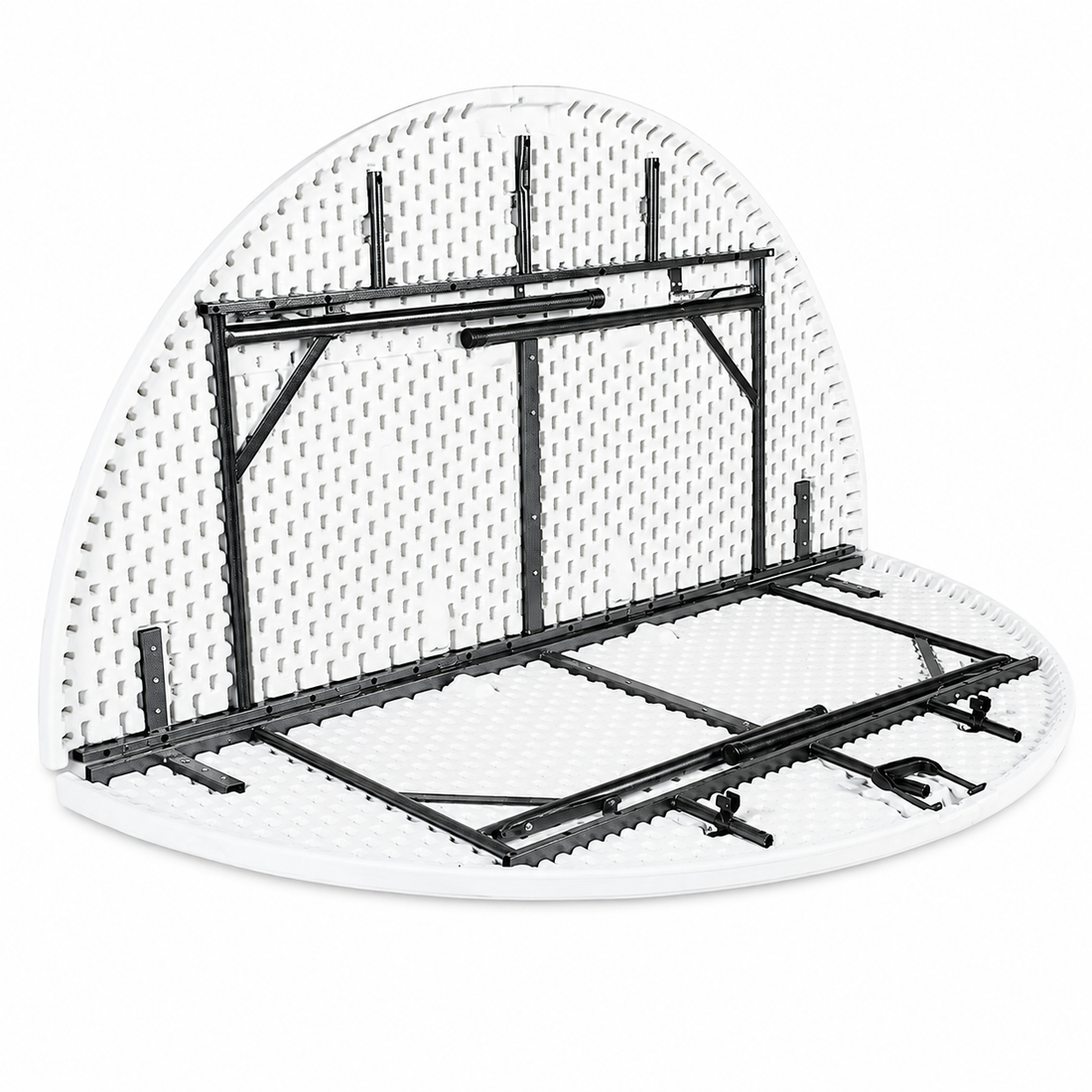 Masă Pliabilă Rotundă AT PERFORMANCE®, Ø180 cm, Cadru Metalic, Blat HDPE, Alb, pentru Evenimente și Catering