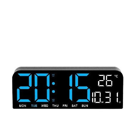 Ceas Digital AT PERFORMANCE®, de Masa si de Perete cu Lumina Led, Calendar, Cronometru, Temperatura, Alarma, Termometru, Functie Snooze, Luminozitate Adjustabila, 24x9cm.