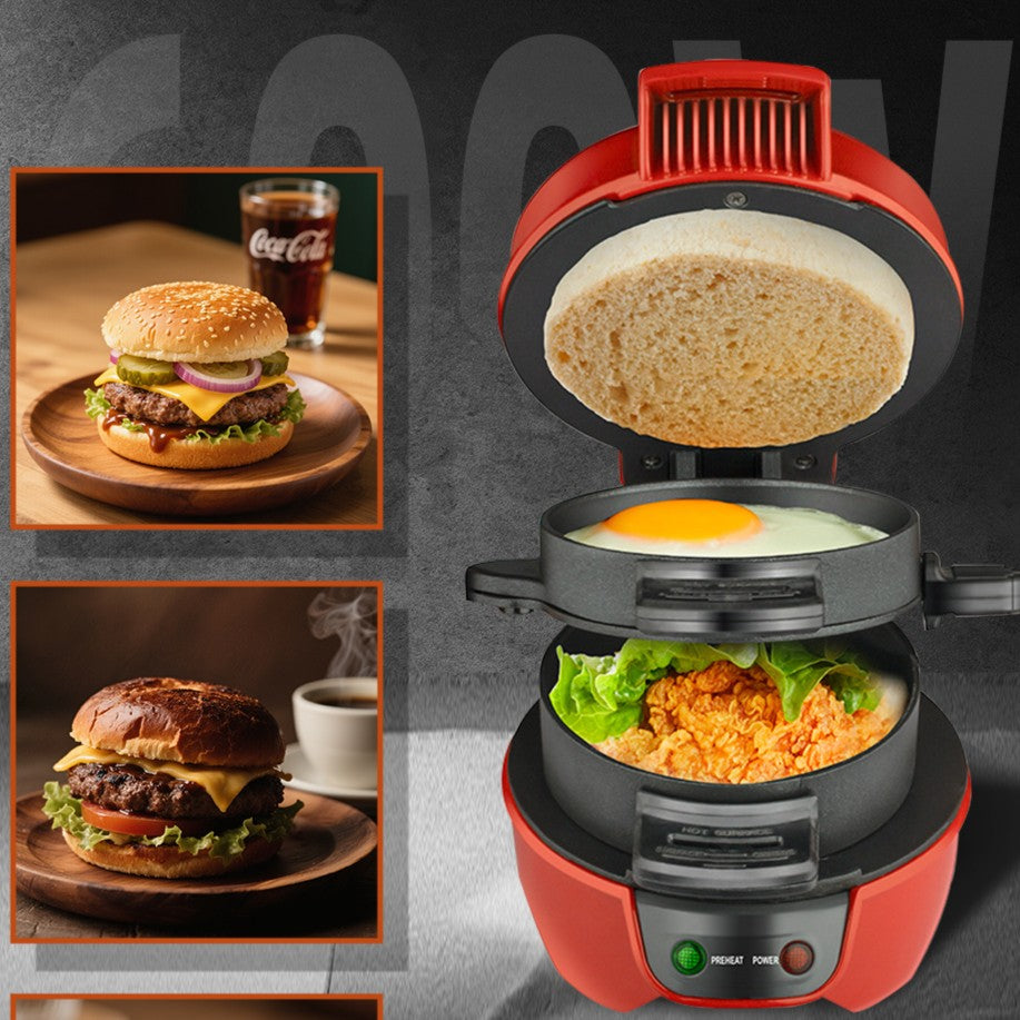 Aparat de facut Burgeri Haley, 600W – Mic Dejun Rapid, Plăci Antiaderente, Încălzire Uniformă, Deschidere 180°