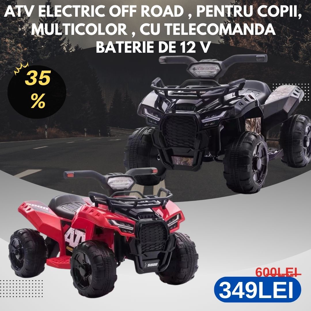 ATV Electric Off Road 350 , Pentru Copii, Multicolor , cu telecomanda Baterie de 12 V