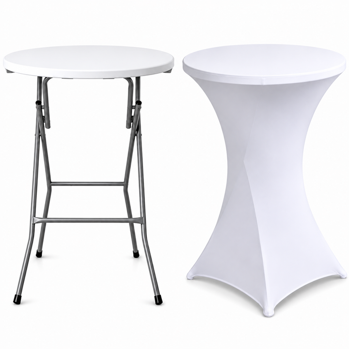 Masă Înaltă Pliabilă AT PERFORMANCE® AT-2061, Ø80 cm, 110 cm Înălțime, Husă Elastică Inclusă, Cadru Metalic