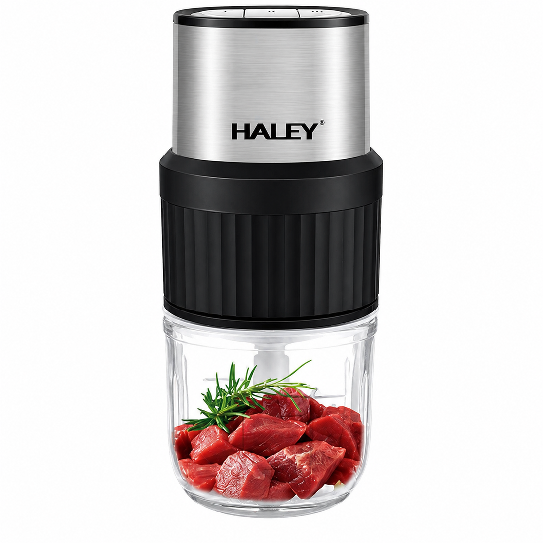 Tocător Electric Haley HY-1249, 500W, 2 Recipiente 2.5L + 0.5L, 3 Viteze, 4 + 6 Lame, Sticlă Borosilicată