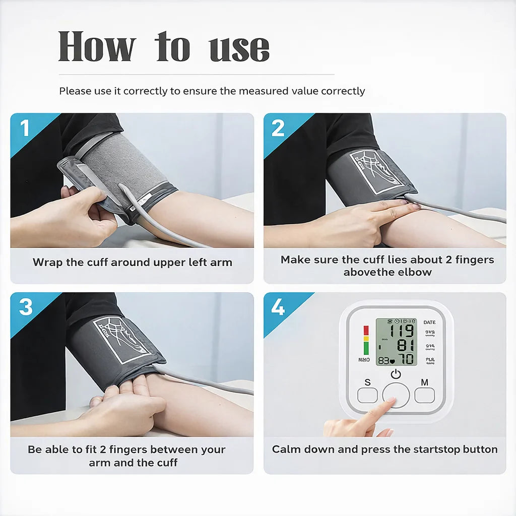 Tensiometru Electronic de Braț Automat, Afișaj LCD, Măsurare Puls și Aritmie