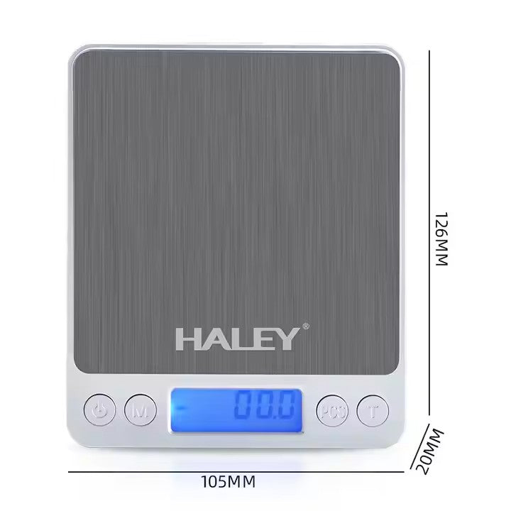 Cantar Digital HALEY de Bucatarie, 3000G, din Otel Inoxidabil, Argintiu