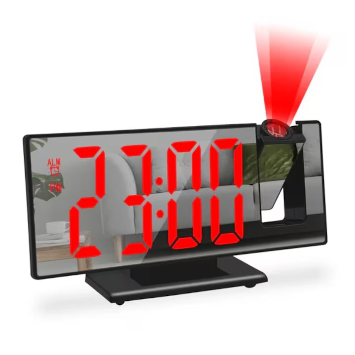 Ceas digital de birou AT PERFORMANCE, Afisaj LED Oglinda, Ora, Data, Temperatura, Alarma, Alimentare prin USB, Verde