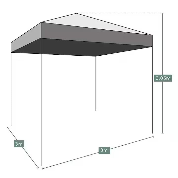 Set Evenimente AT PERFORMANCE® – Cort Pavilion 3x3m + Masă Pliantă Dreptunghiulară 180x72 cm, Ideal pentru Nunți, Botezuri, Grătare și Târguri