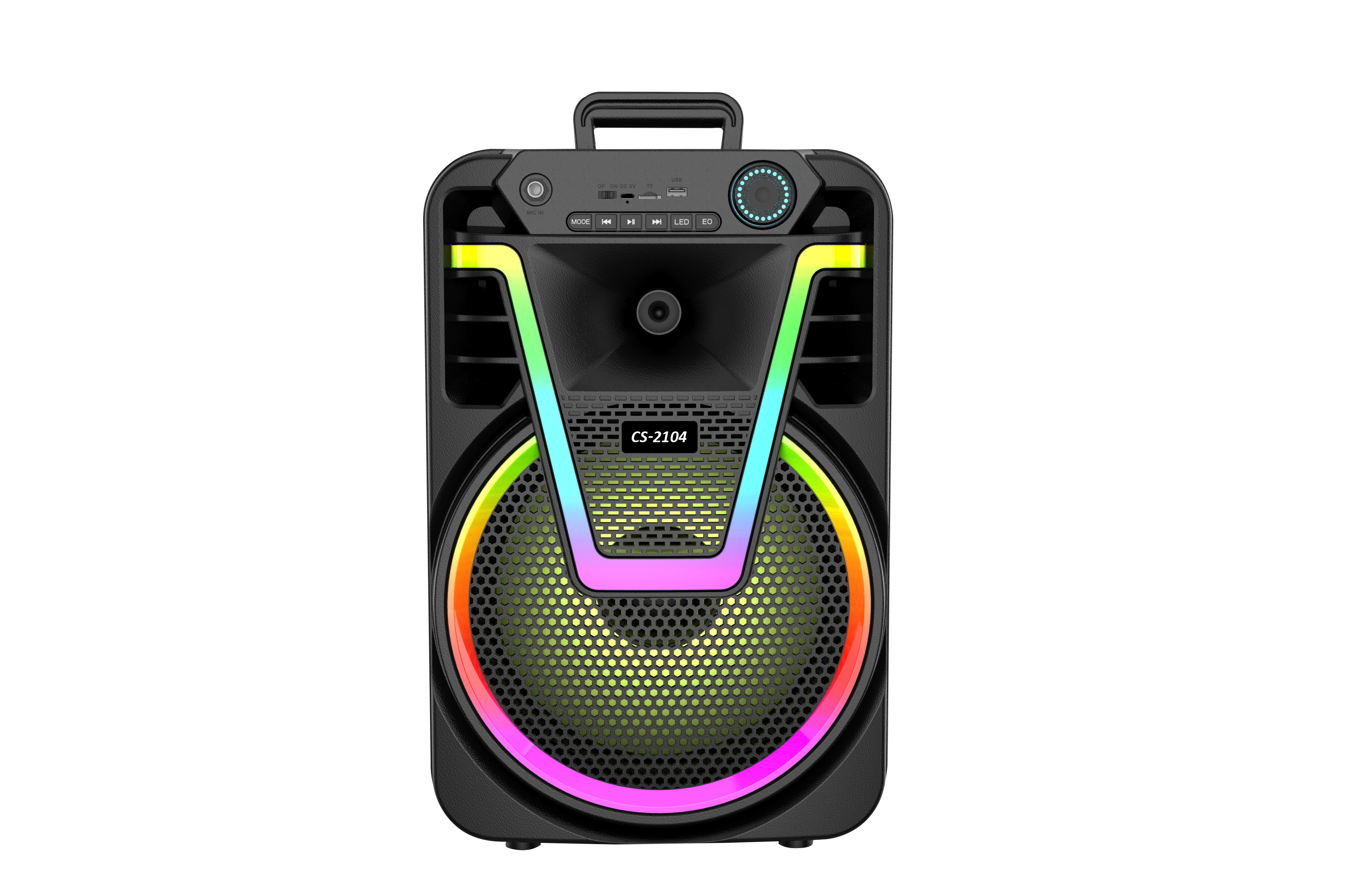 Boxa Portabila AT PERFORMANCE®, cu Lumini RGB, cu Maner, Putere 20W, MP3, USB, Bluetooth, TF, WIFI, Slot Microfon, Karaoke, Acumulator, Negru