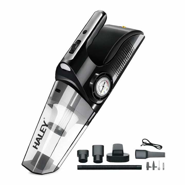Aspirator Auto Portabil HALEY HY-3921, 4 în 1 – Aspirare, Compresor, Suflare, LED, 12V