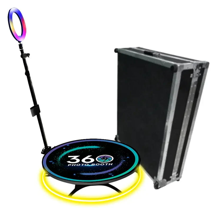 Platforma Foto-Video rotunda AT PERFORMANCE®, Selfie 360, brat rotativ, Led RGB, pentru Evenimente, diametru 100cm