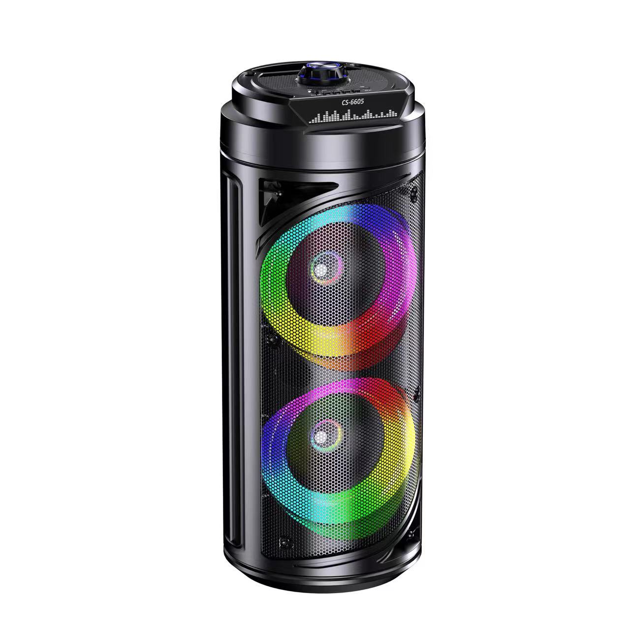 Boxa Portabila AT PERFORMANCE®, cu Lumini RGB, cu Maner, Putere 20W, MP3, USB, Bluetooth, TF, WIFI, Slot Microfon, Karaoke, Acumulator, Negru