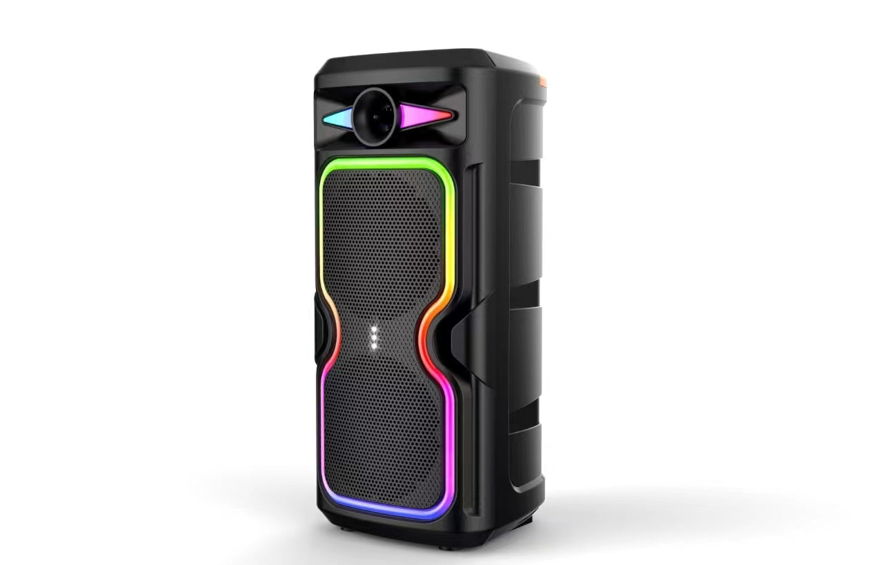Boxa Portabila AT PERFORMANCE®, cu Lumini RGB, cu Maner, Putere 20W, MP3, USB, Bluetooth, TF, WIFI, Slot Microfon, Karaoke, Acumulator, Negru
