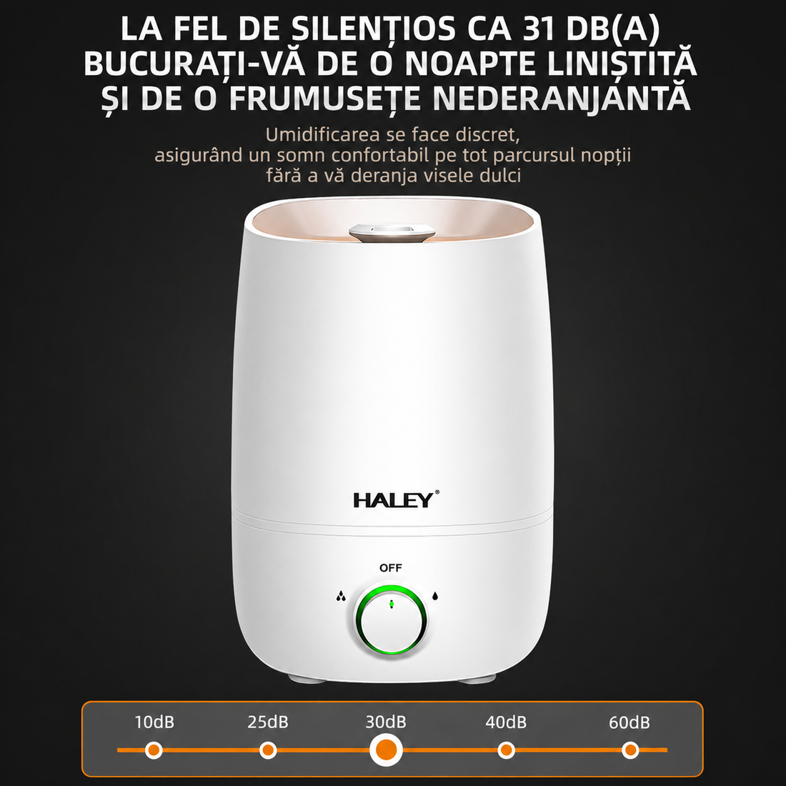Umidificator De Aer Haley HY-3100, 5L, 1000W, Umidificare 360°, Reglare Continuă a Ceții, Rezervor Mare