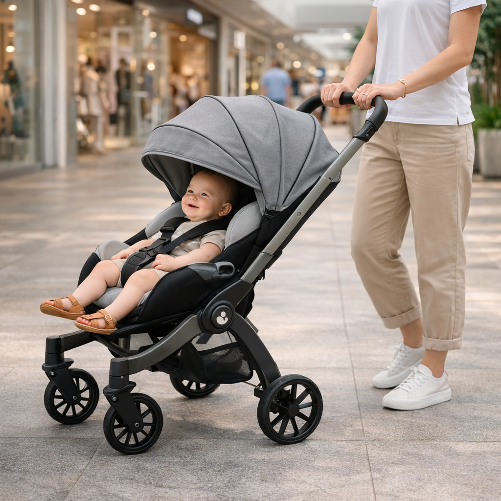 Cărucior Travel  4 în 1 pentru Bebeluși Stroller Plus 2053 – Sistem Multifuncțional, 0-3 Ani