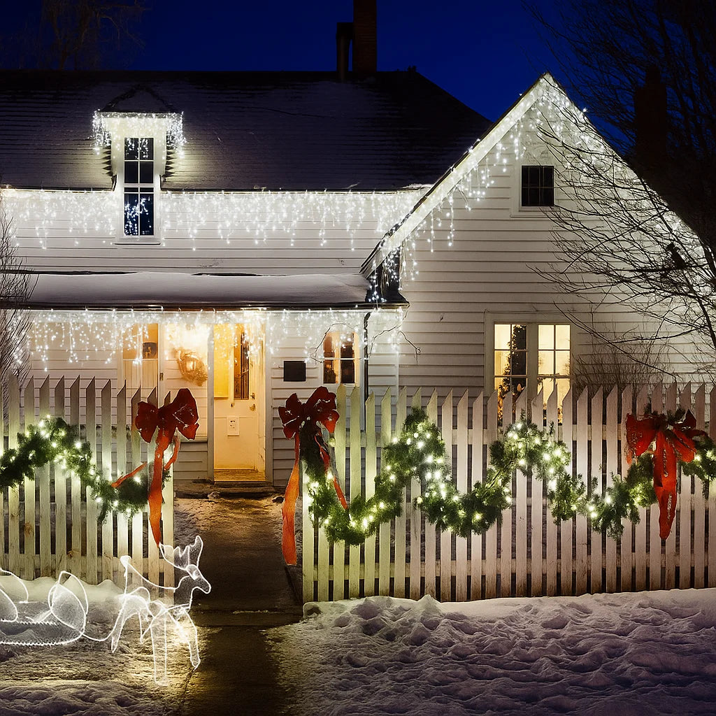 Ghirlandă luminoasă Crăciun 12 metri AT PERFORMANCE® – 300 LED-uri alb rece, decor interior/exterior