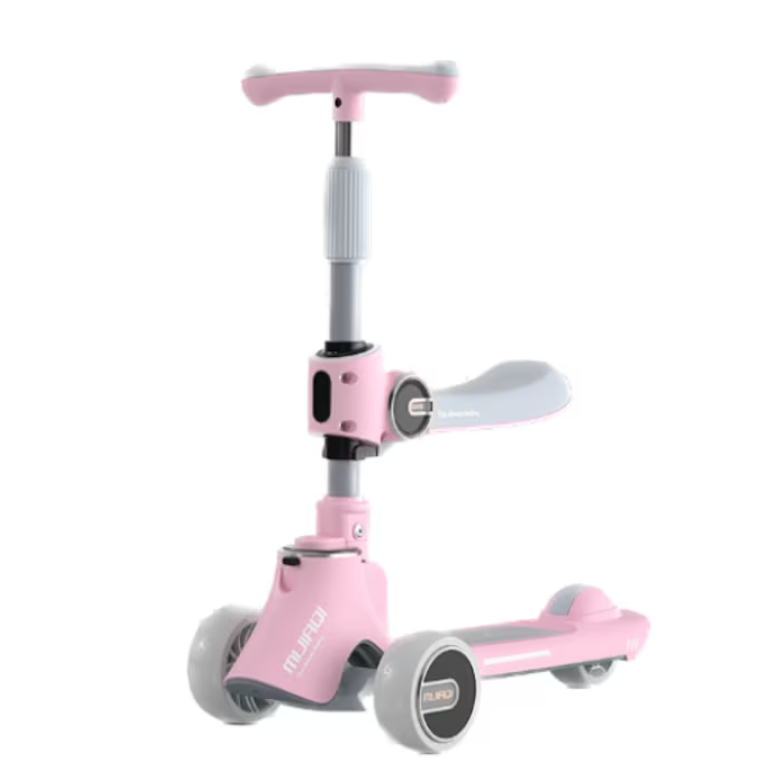 Trotineta 3 In 1, At Performance, Pentru Copii, Ghidon Reglabil Pe Inaltime, Imbunatatit, Scaun Detasabil, 3 Roti Led, Punte Antialunecare, Albastru