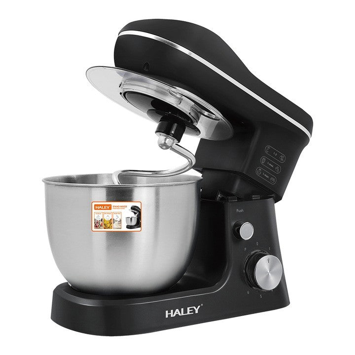 Mixer de Inalta Performanta HALEY HY-2409: Putere de 1200W, Bol Generos din Inox de 7L, 6 Trepte de Viteza cu Functie Pulse, Design Elegant Negru si Inox