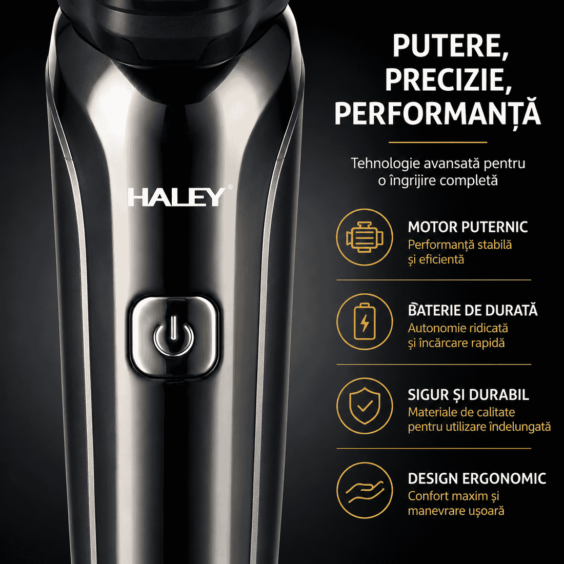 Aparat De Ras Electric Haley HY-4703, 3 Capete Rotative, Acumulator 1200 mAh, Autonomie 180 Minute, Waterproof, Încărcare USB