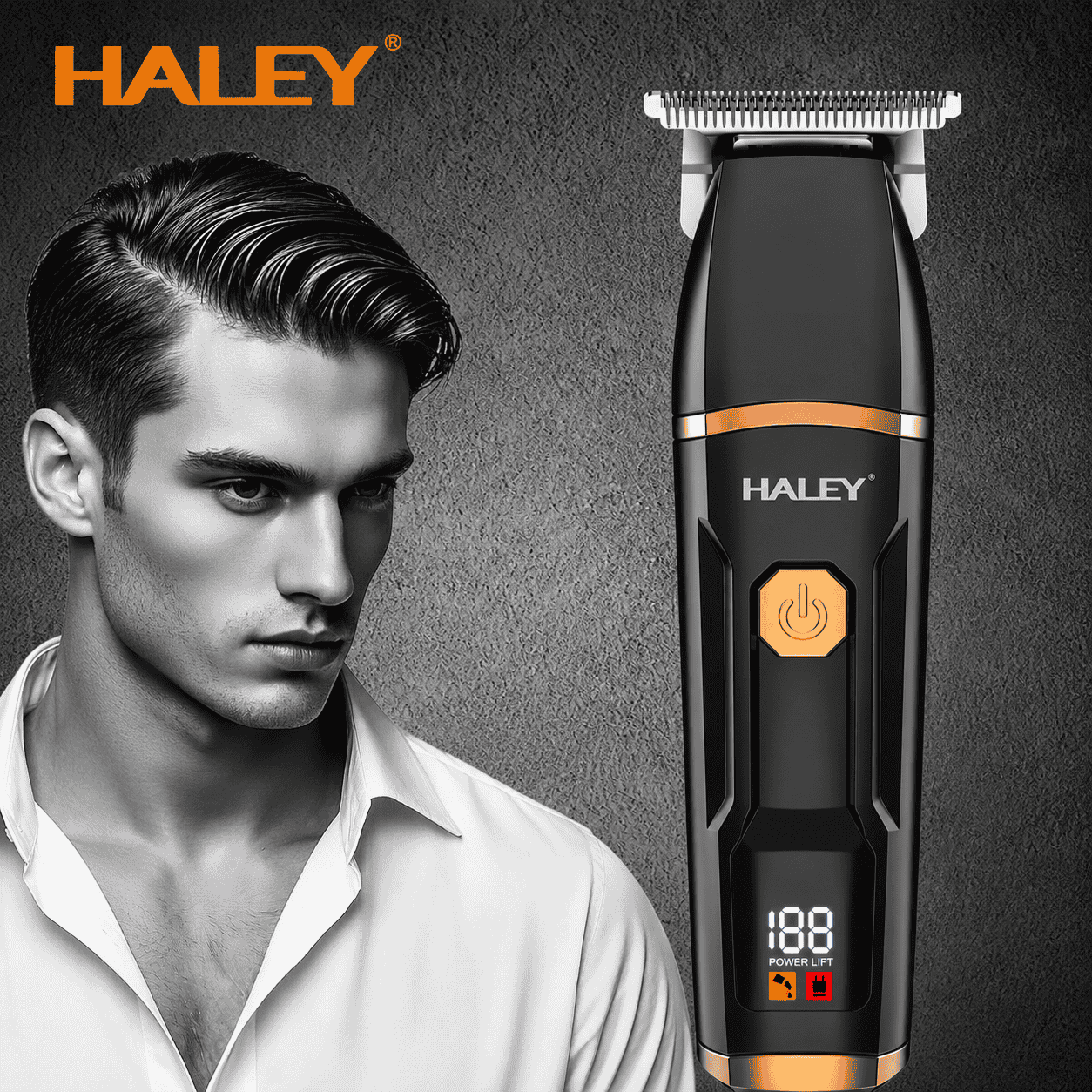 Aparat Profesional De Tuns Și Contur Haley HY-4512, Lamă Din Oțel, Acumulator 1300 mAh, Autonomie 150 Min, Display LED, USB Type-C