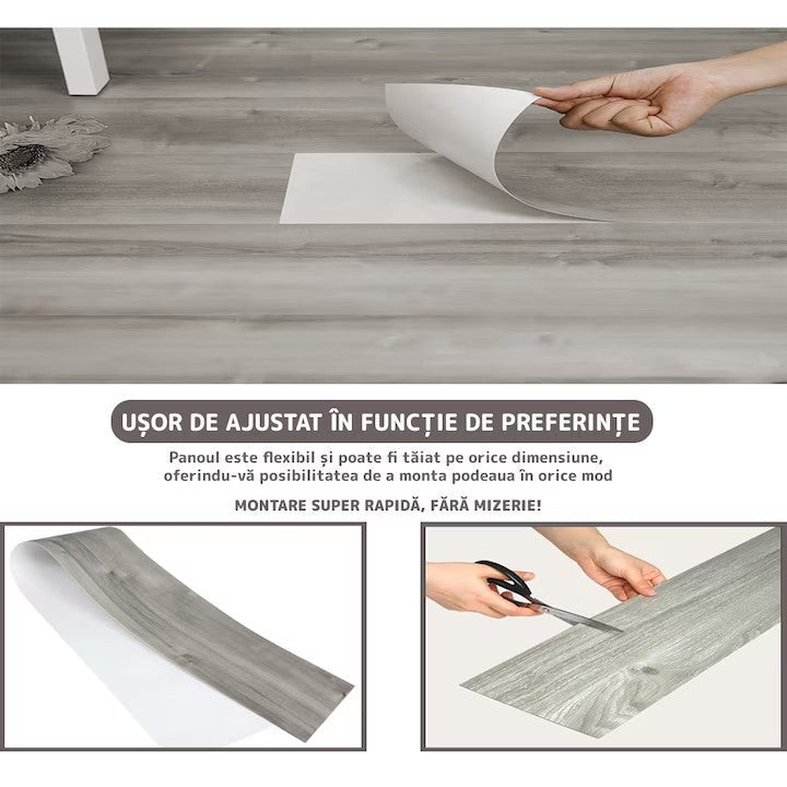 Set 36 Placi, De Pardoseala, AT PERFORMANCE®, durabil, autoadezive, PVC, 914.4mm x152.4mm, mm 5 m²/box, Gri ardezie