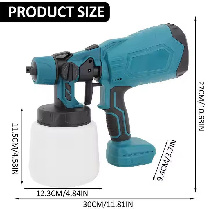 Pistol de Vopsit Electric AT PERFORMANCE® cu 2 Acumulatori 36V, 3 Moduri Pulverizare, 800ml, Debit 1L/min, Albastru/Negru