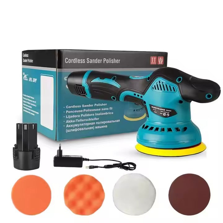 Aparat Polish AT PERFORMANCE®, Auto Electric 36V, 2 Acumulatori, Fără Fir, 8 Viteze, 2500–5000 RPM, Portabil, Albastru/Negru