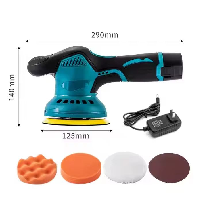 Aparat Polish AT PERFORMANCE®, Auto Electric 36V, 2 Acumulatori, Fără Fir, 8 Viteze, 2500–5000 RPM, Portabil, Albastru/Negru