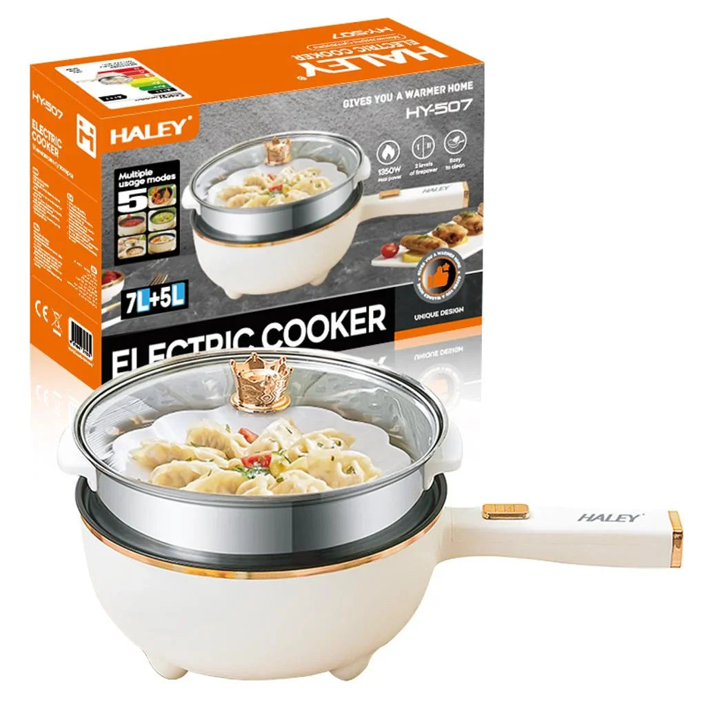 Haley HY-507 Electric Cooker 7L + 5L – Oală Electrică Multifuncțională 1350W